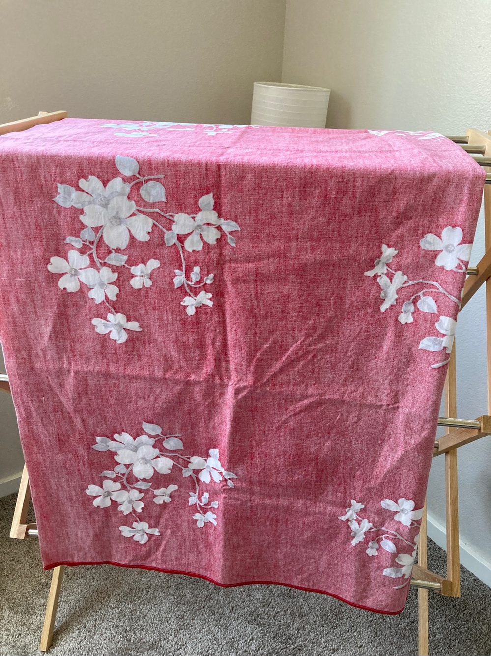Vintage Wilendur 1950s Floral Dogwood Tablecloth Mid Century MCM Atomic - Picture 5 of 6